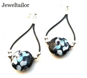 Jeweltailor Leather & Lampwork Glass Earrings
